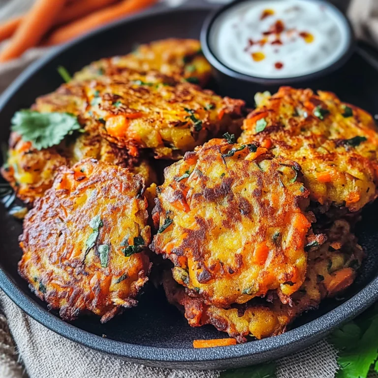 Carrot Potato Fritters - Indian Pakora with Garlic Dip