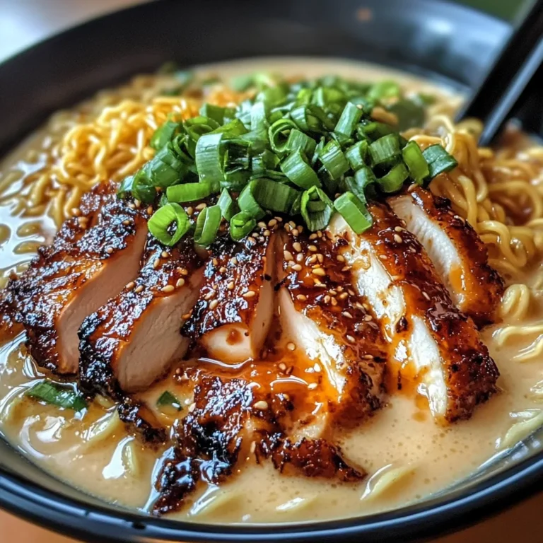 Fiery Chicken Ramen with Creamy Garlic Sauce