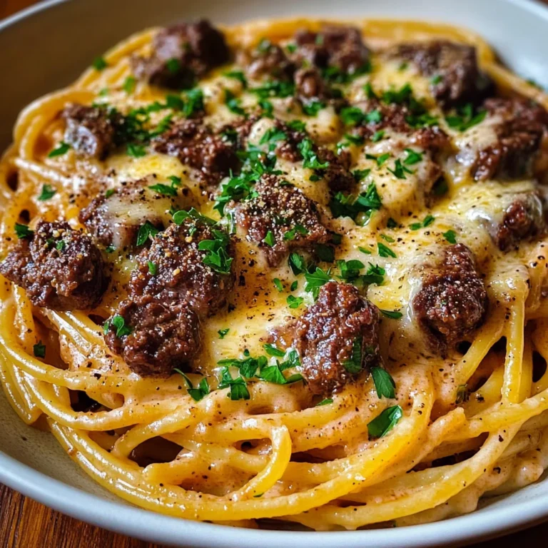 Cajun Beef Spaghetti in Creamy Three-Cheese Parmesan Sauce