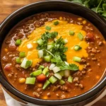 Crockpot Spicy Queso Beef Chili