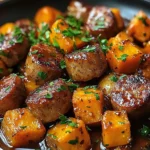 Sausage and Sweet Potatoes with Honey Garlic Sauce