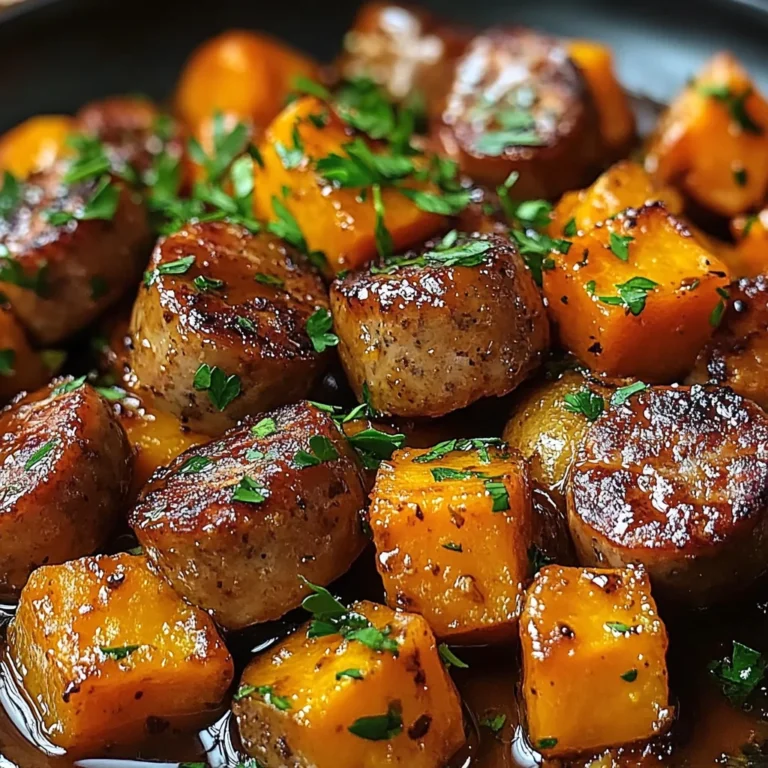 Sausage and Sweet Potatoes with Honey Garlic Sauce